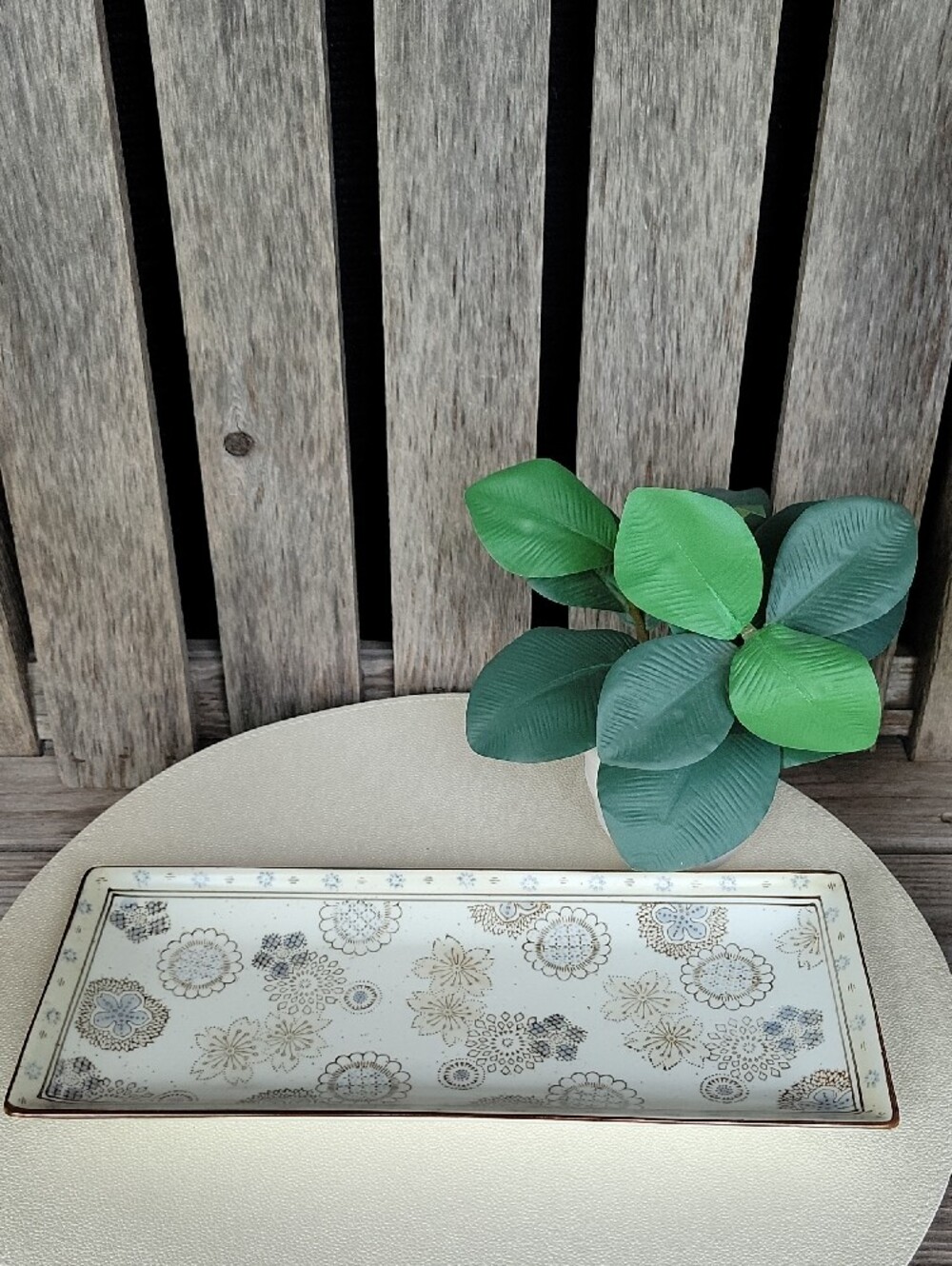 Cost Plus World Market Driftwood Floral Ceramic Sushi Platter - Picture 2 of 6